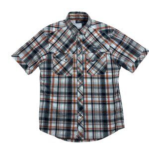 Harley-Davidson Mens Performance Vented Skull Graphic Plaid Short Sleeve Shirt M